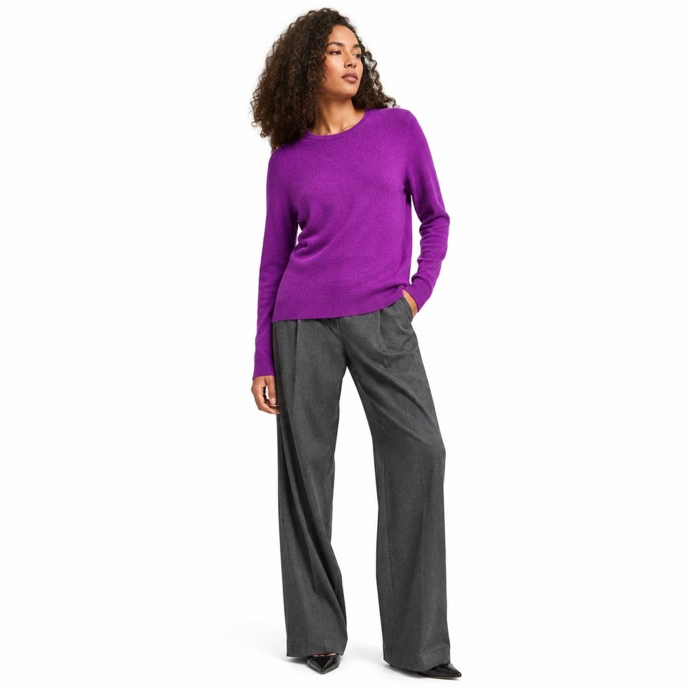 Lord & Taylor Womens Cashmere Sweater Purple PM Petite Minimalist Quiet Luxury